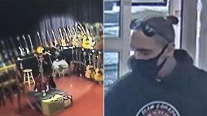 La police recherche un homme qui a volé une guitare d&rsquo;une valeur de 8 000 dollars en l&rsquo;enfonçant dans son pantalon