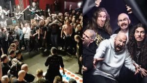 Archspire fait jouer ses fans au Twister dans la fosse (lors de sa tournée européenne actuelle)