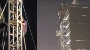 Slipknot : Un fan escalade une tour de sonorisation ; le groupe interrompt son concert