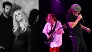 Taylor Momsen de The Pretty Reckless mordue par une chauve-souris sur scène lors d&rsquo;un concert d&rsquo;AC/DC